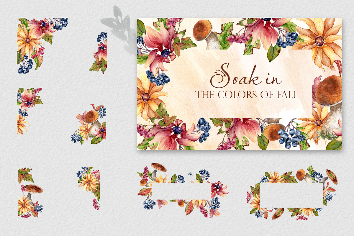 Autumn flowers watercolor clipart, an Illustration by Kate Lanbina (Photo 10 of 22)