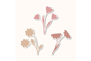 Pastel flower stickers trio set with, an Object Illustration by okskukuruza
