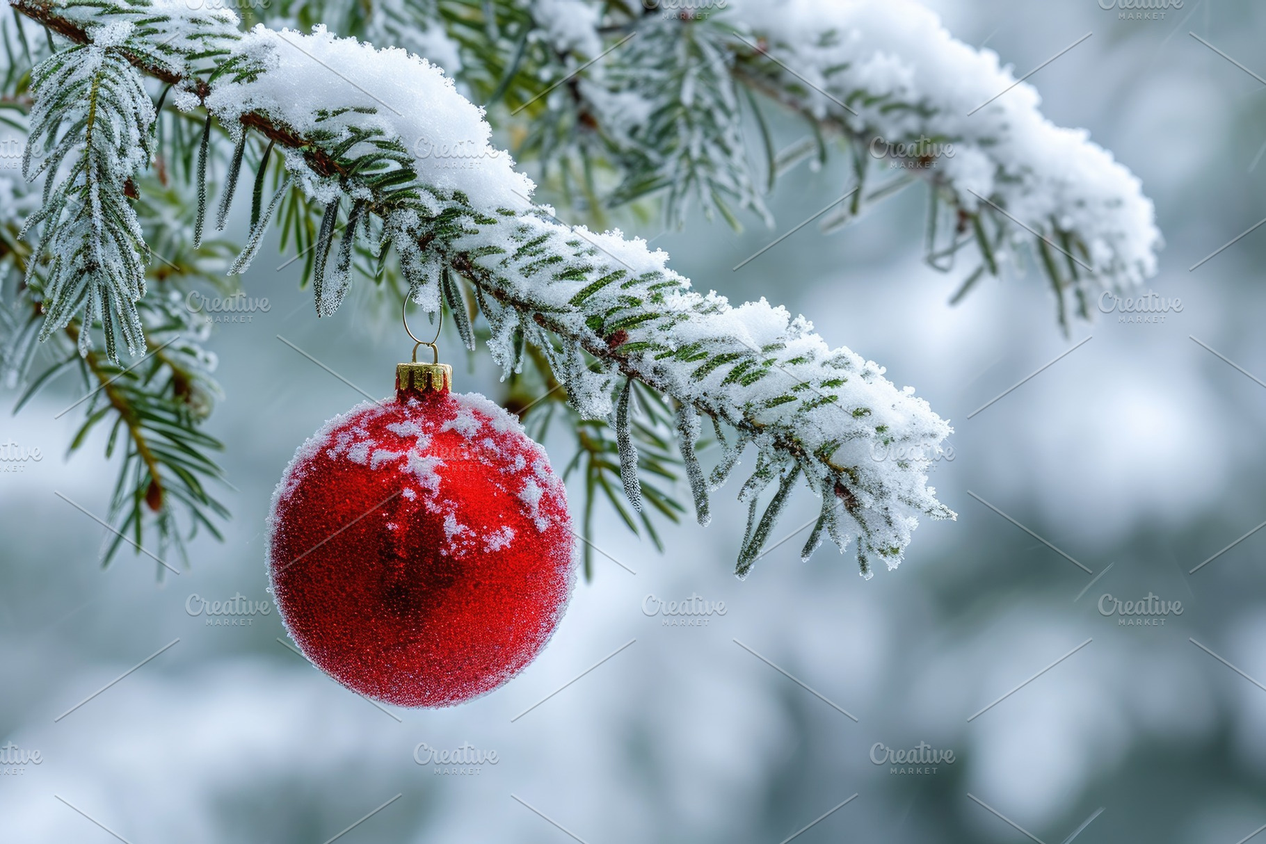 A vibrant red ornament hangs gracefu, a Photo by Iftikhar Alam