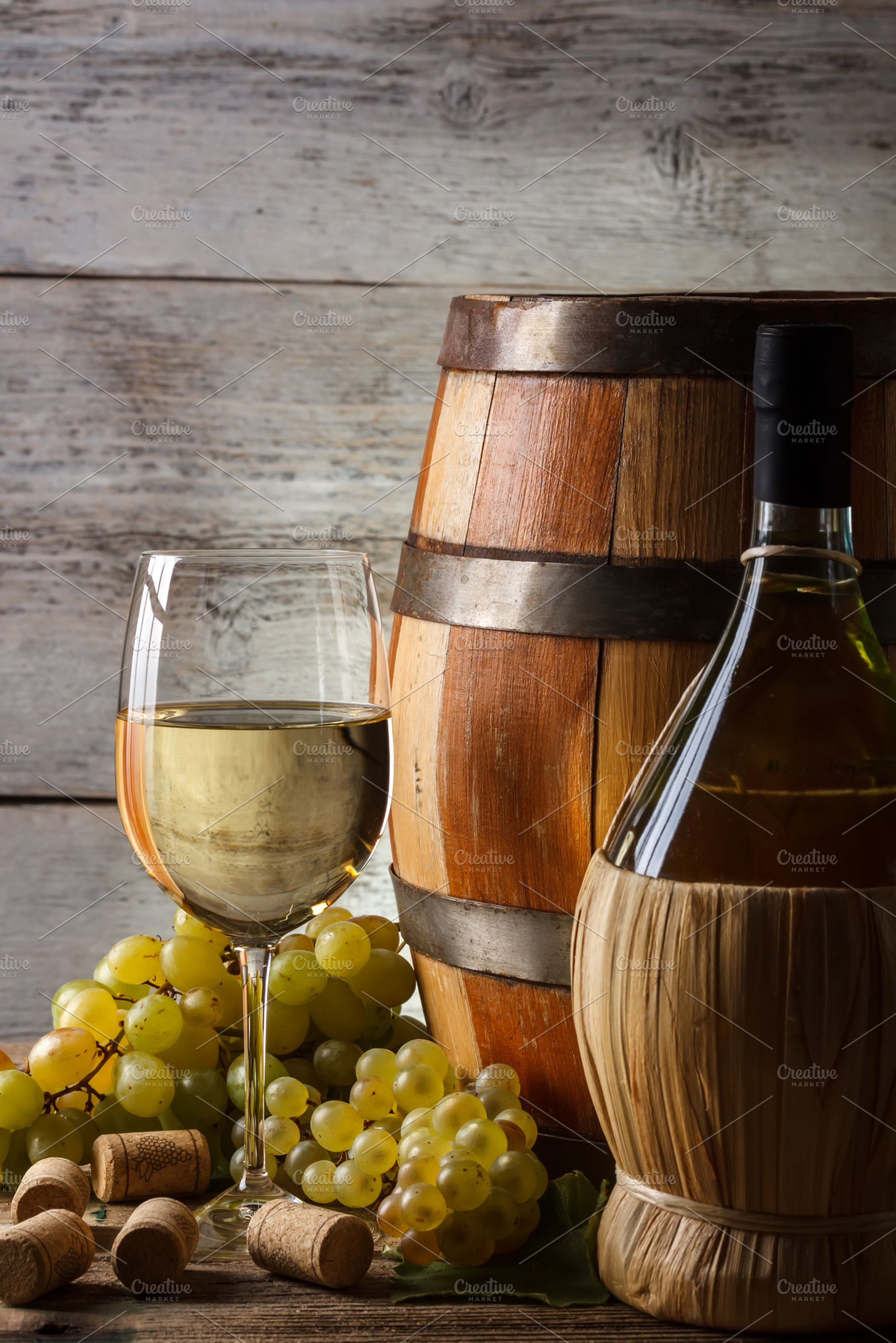 White wine featuring wine, barrel, and white