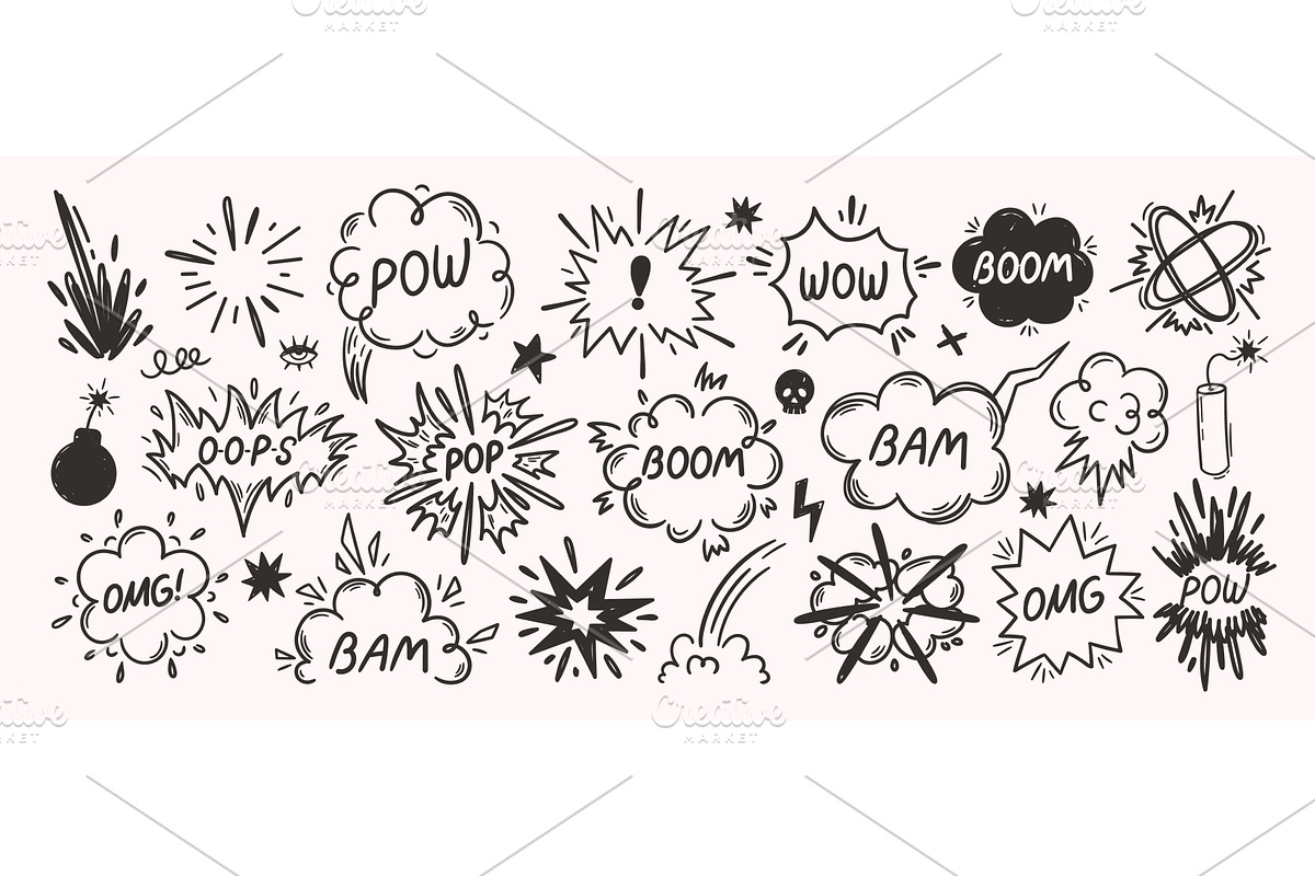 Doodle comic explosions. Boom, Bam, an Illustration by winwin.art