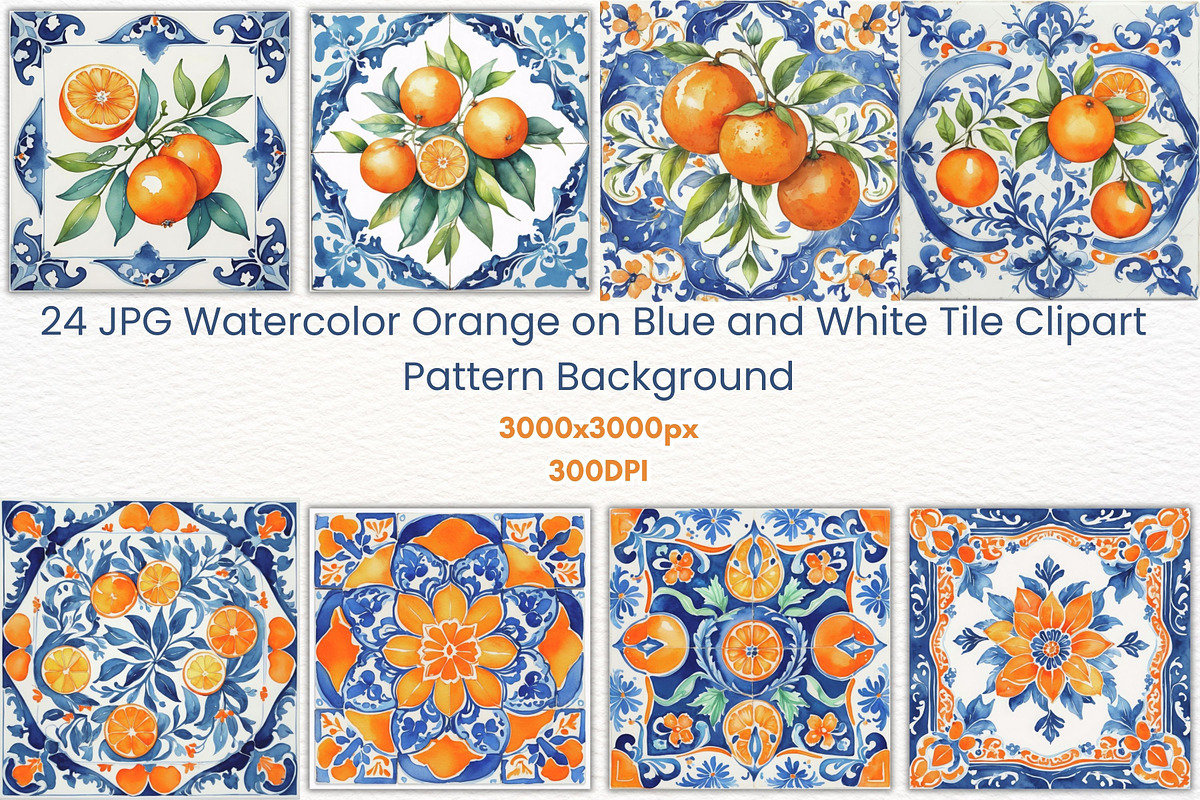 24JPG WATERCOLOR ORANGE ONWHITE BLUE, a Background Graphic by Vachira Digital Studio (Photo 2 of 3)