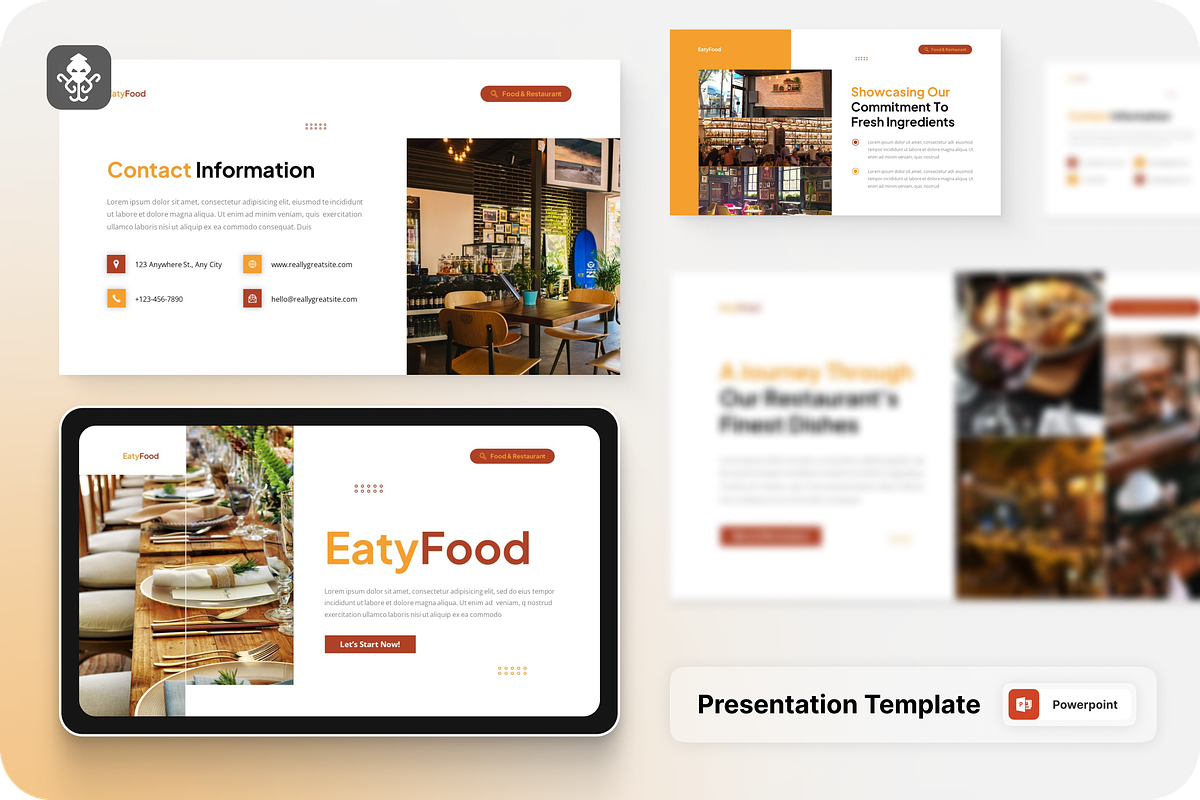 Food & Restaurant PowerPoint, a Presentation Template by SquidPixey (Photo 1 of 6)