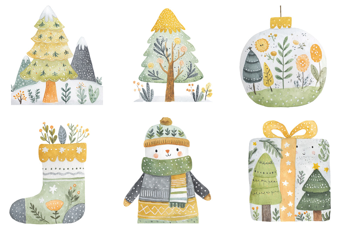 Scandinavian Watercolor Christmas, an Illustration by Designworld (Photo 2 of 5)