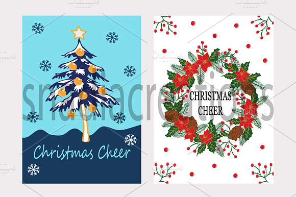 Christmas cards, vector cards, cheer preview 2