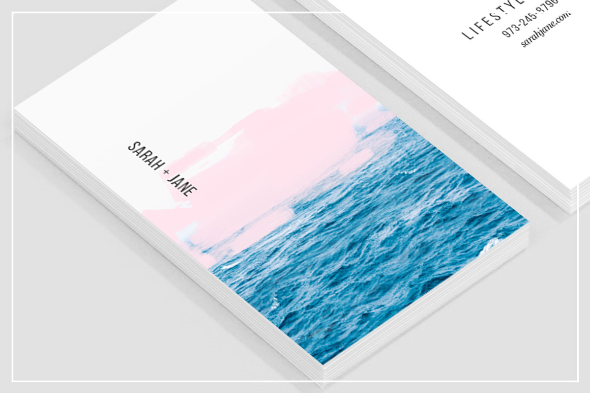 Ocean + Pink Business Card Template, a Business Card Template by Human-made. Made to feel. (Photo 2 of 4)