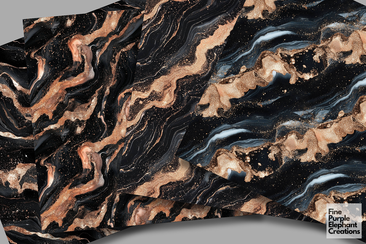 Black Rose Gold Marble Texture, a Pattern Graphic by Fine Purple Elephant (Photo 3 of 5)