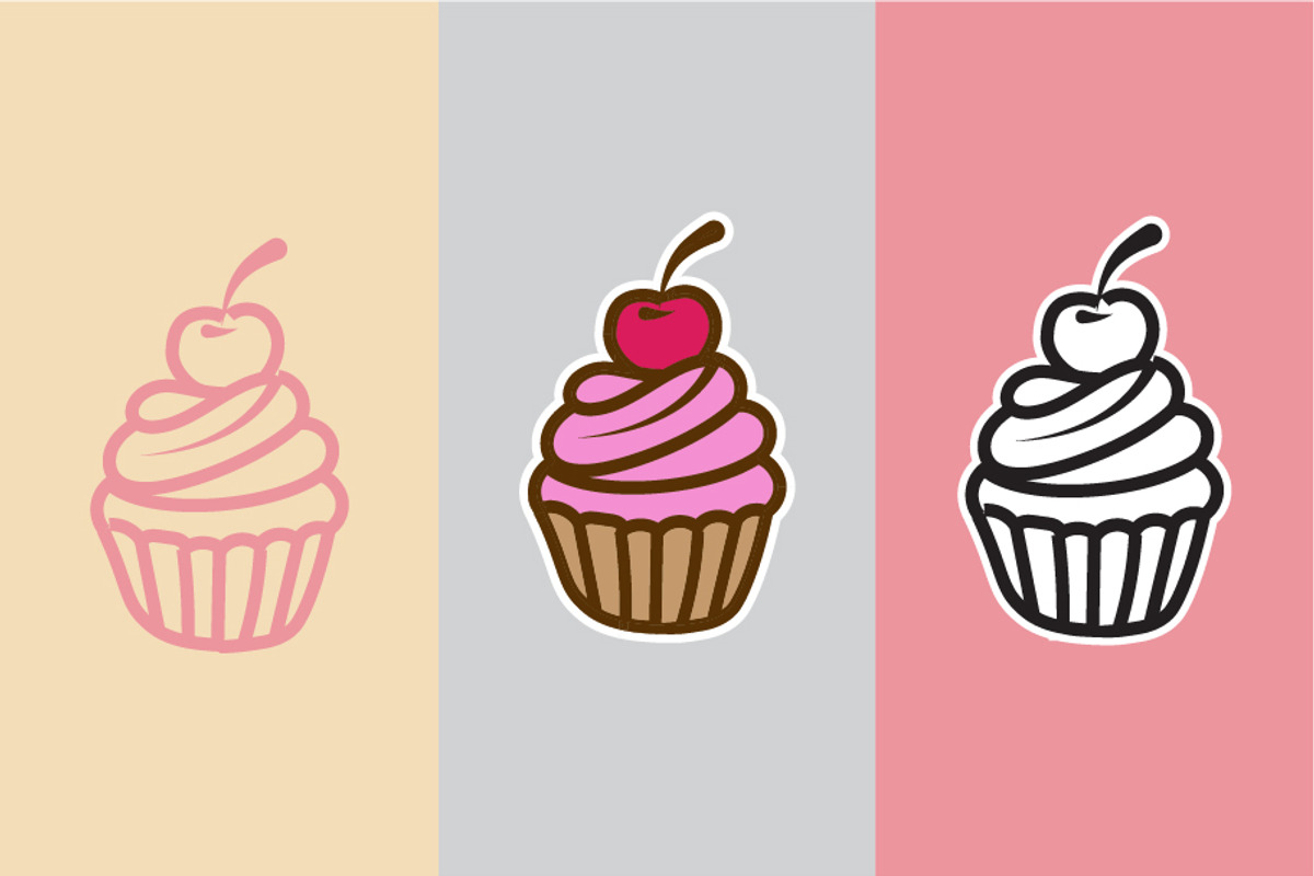 Cupcake icon vector 3 options, a Graphic by Logoworks