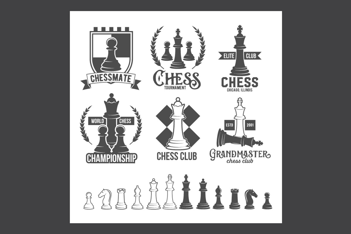 Set of chess labels and badges, a Branding & Logo Template by Alex_Ivanov