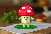 Cartoon Mushroom - 3d papercraft, a Print Template by PAPER amaze (Thumbnail 1 of 3)