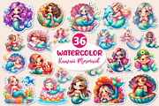 Kawaii Mermaid Clipart Bundle, an Illustration by Dream Creation (Thumbnail 1 of 4)