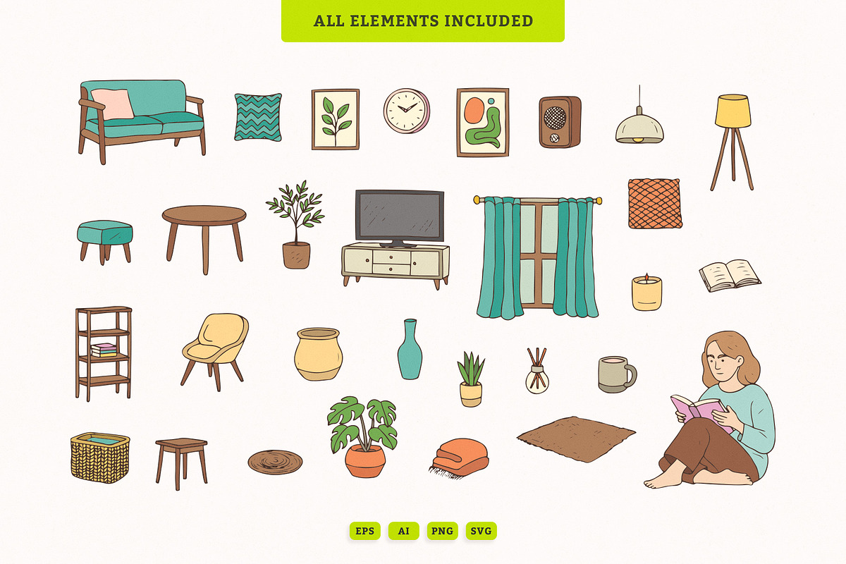 Scandinavian Minimalist Living Room, an Illustration by MEANDSTUDIO (Photo 4 of 4)