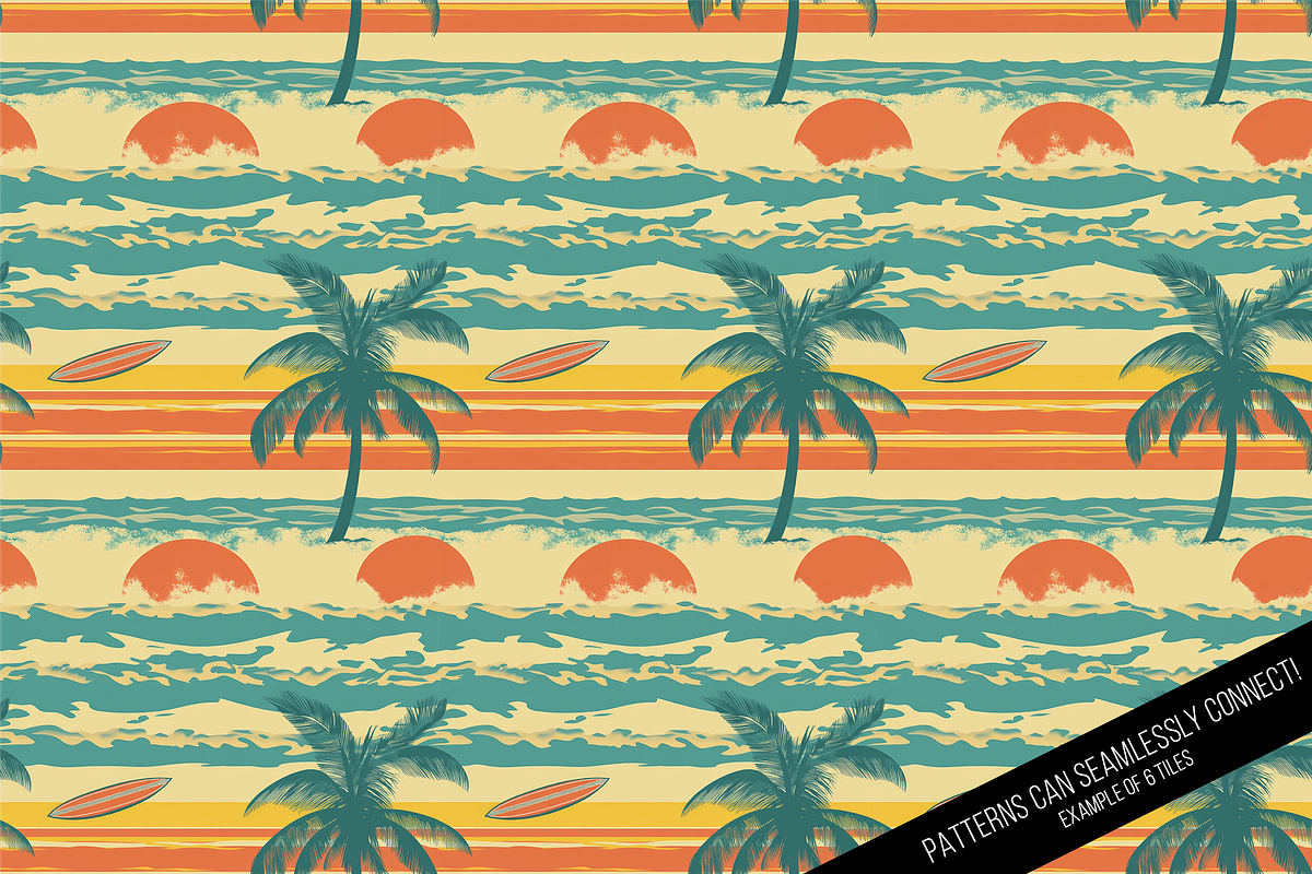 Retro Surfing Seamless Digital Paper, a Pattern Graphic by Chromolume Studio (Photo 11 of 15)