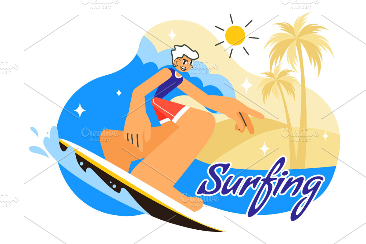 10 Summer Beach Surfing Illustration, a Sport Illustration by denayunebgt (Photo 4 of 4)