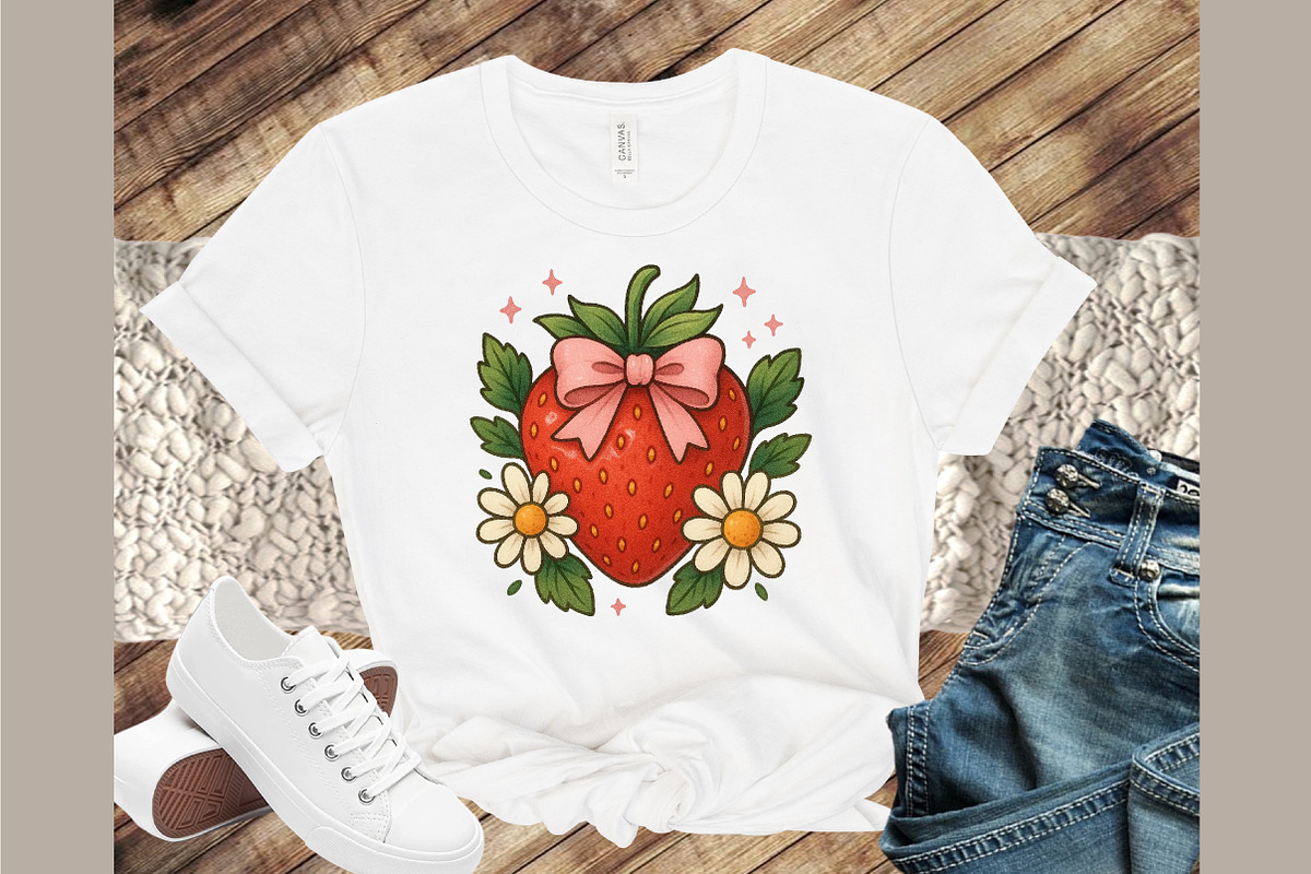 Strawberry Flower Pink Coquette Bow, an Illustration by Sublimation Artist (Photo 5 of 9)