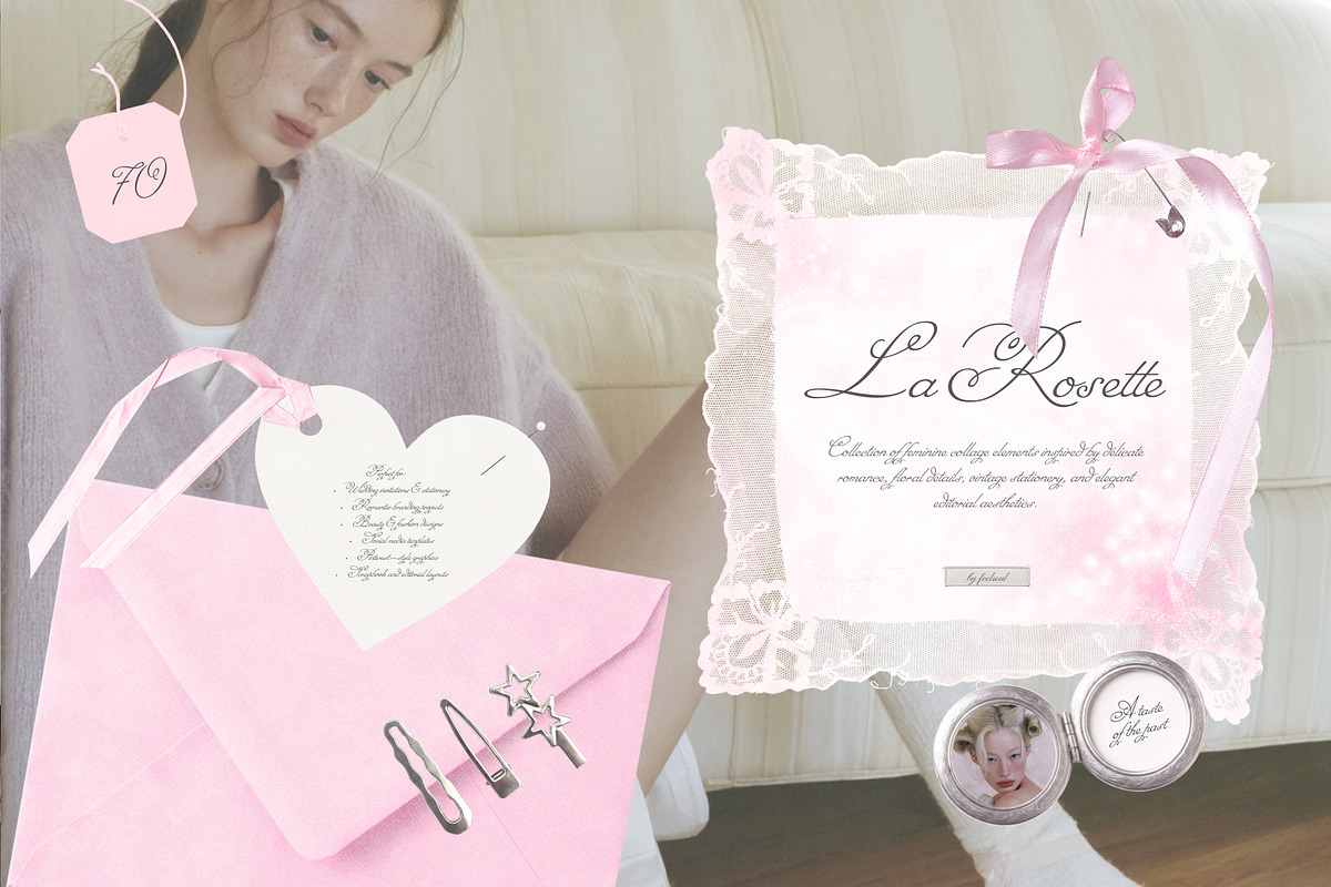 La Rosette Romantic Collage Pack, an Object Graphic by Feelsoul (Photo 1 of 10)