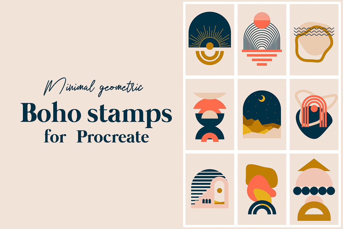 Geometric Boho Stamps Procreate, a Brush Add-On by seamless team (Photo 1 of 9)