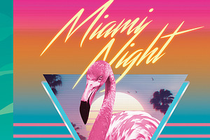 Miami Night 80's Synthwave Flyer