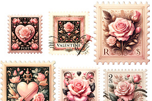 Valentine's Day Retro Stamp Clipart