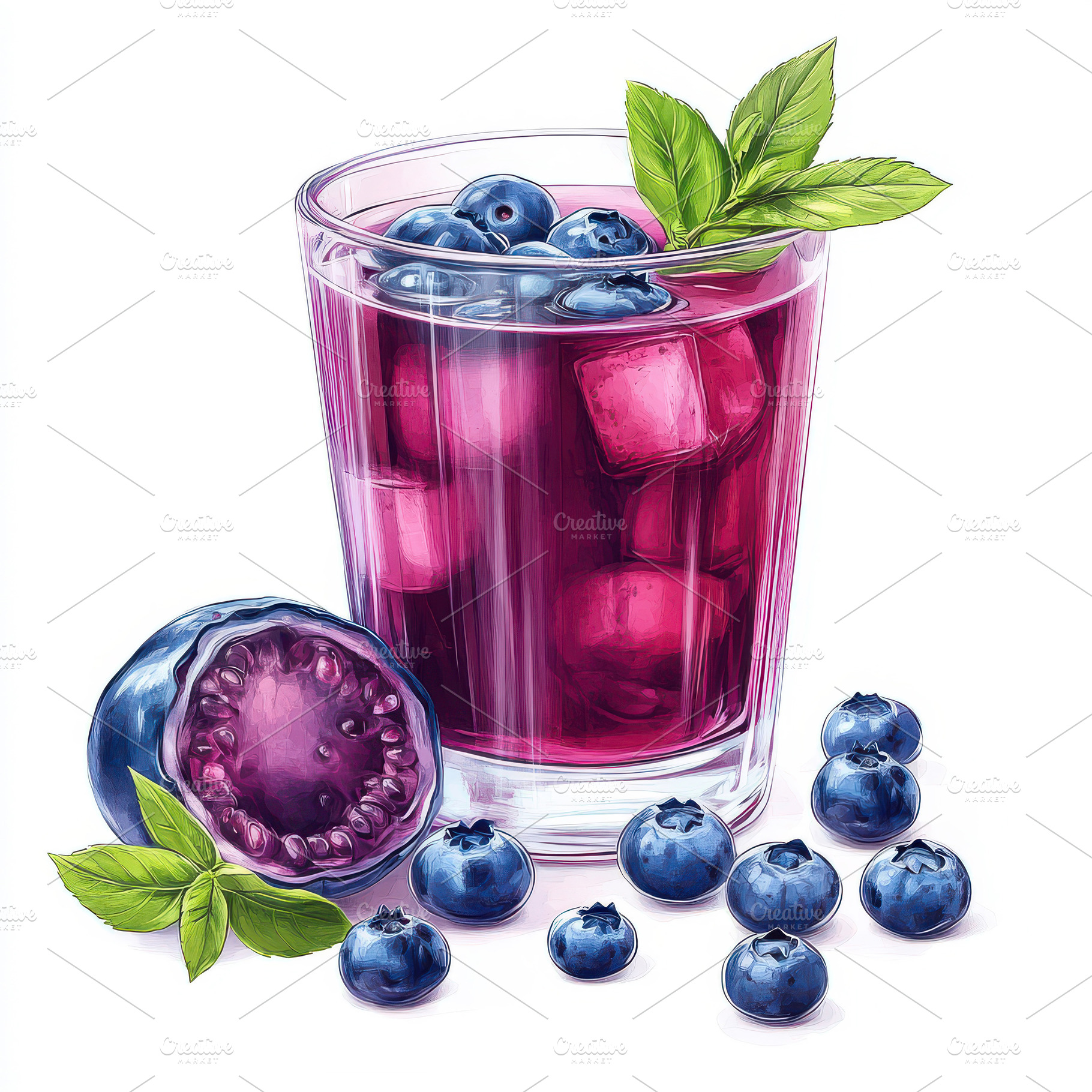 Refreshing Blueberry Drink Icy Cubes, a Food & Drink Photo by Pixeness Studio