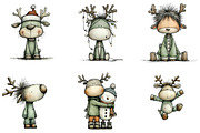 Cute Christmas Reindeer Clipart, an Illustration by DreamArtGraphic (Thumbnail 3 of 5)