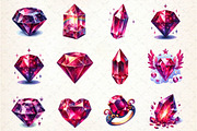 Burgundy Crystals and Gems Clipart, an Illustration by Dream Creation (Thumbnail 3 of 4)