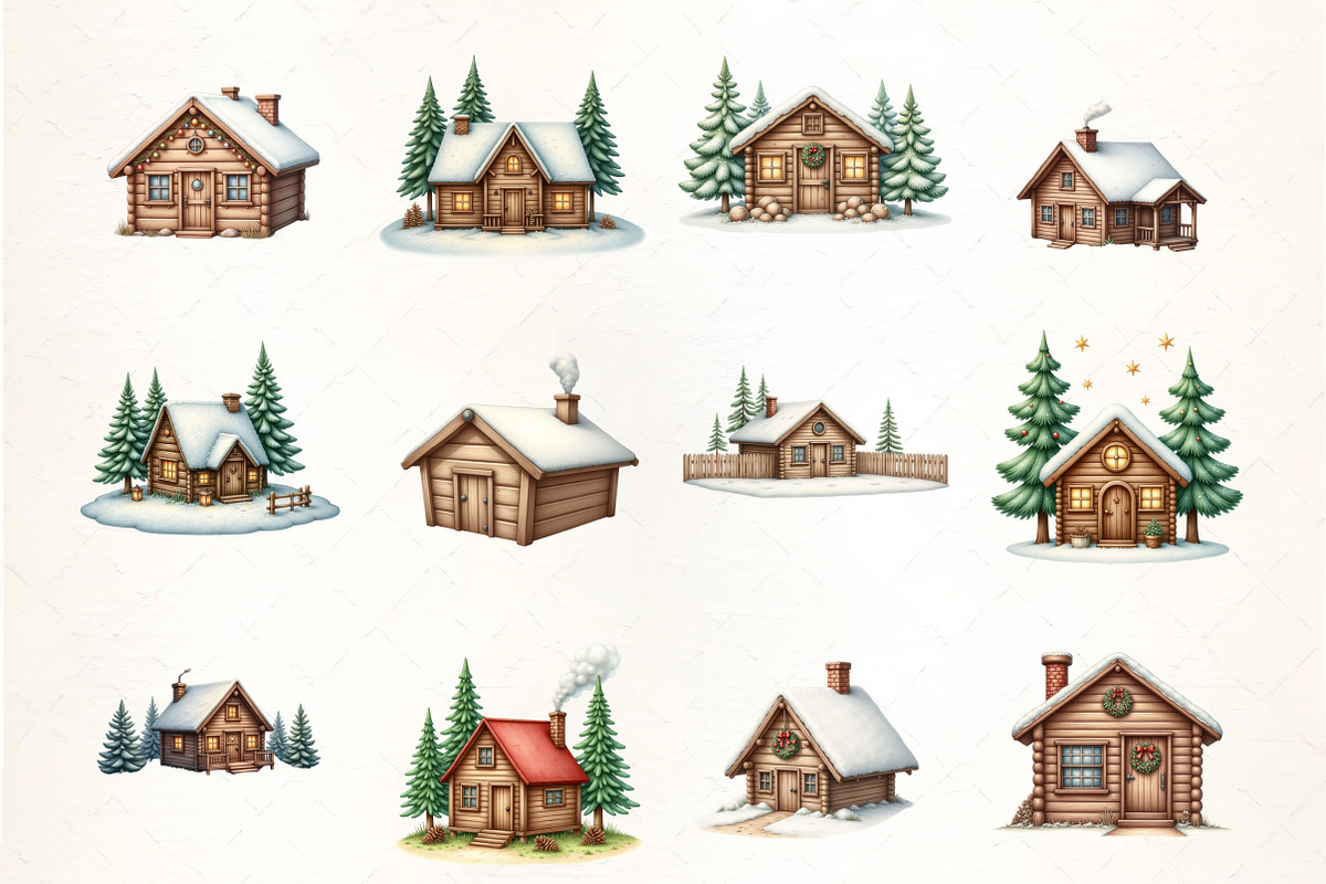Cozy Cabin in the Woods Clipart, an Illustration by CrexoraLab (Photo 3 of 5)