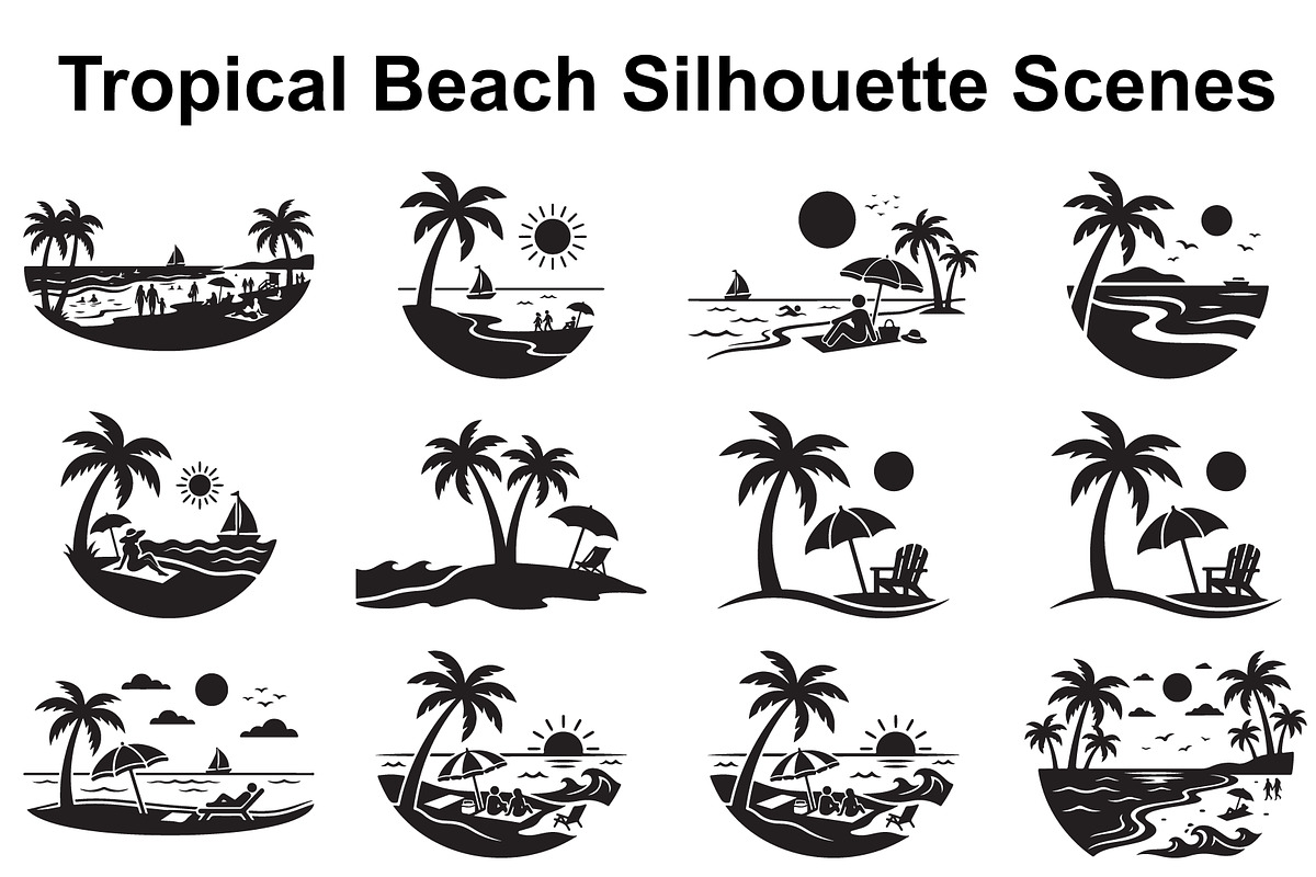 Coastal Paradise Silhouette Set, an Object Graphic by Creativeshirt (Photo 1 of 3)