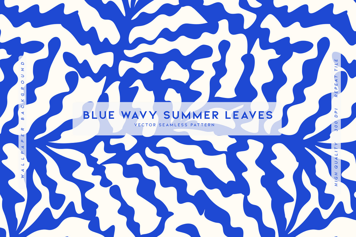 Blue Wavy Summer Leaves, a Wallpaper Graphic by MalyskaStudio (Photo 1 of 6)