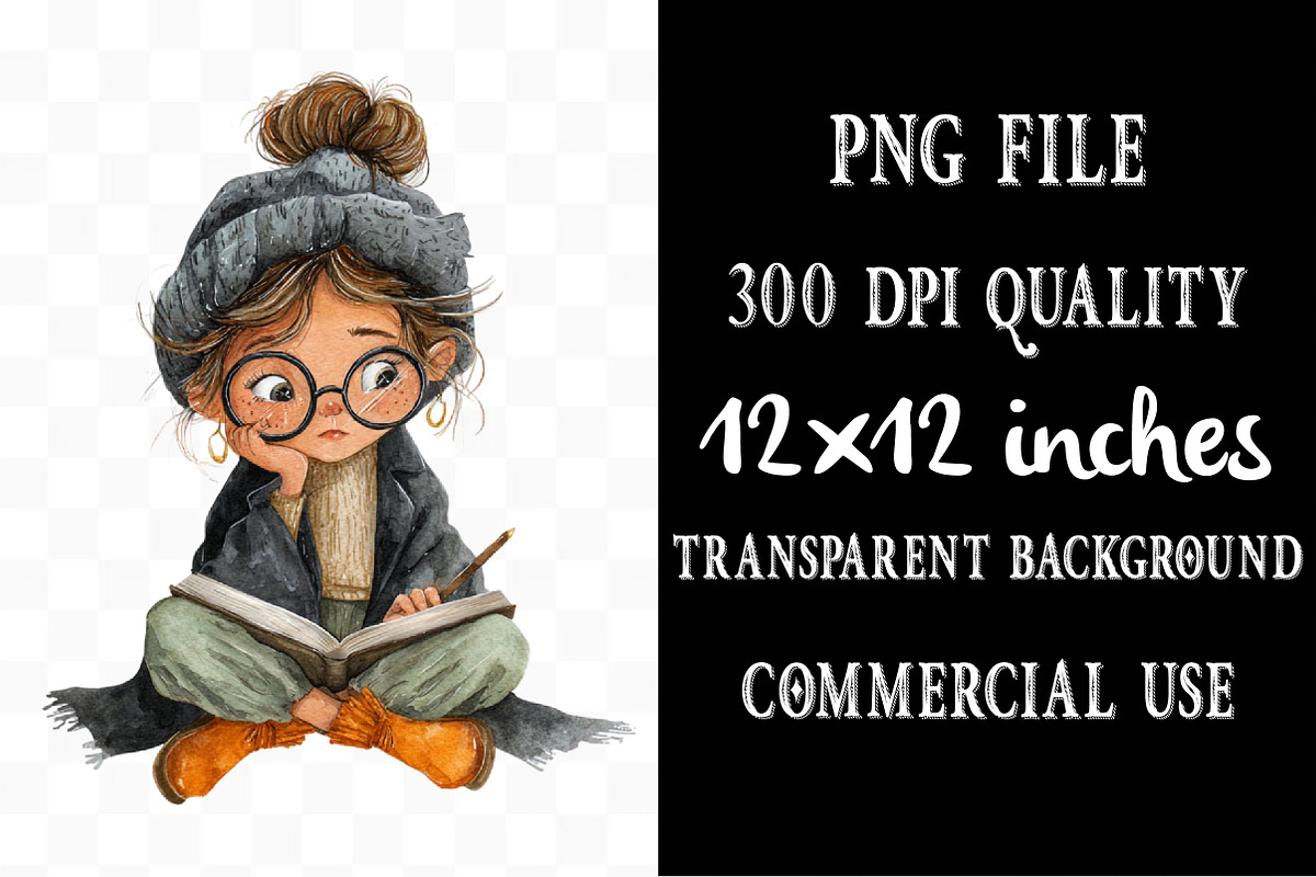 Halloween Messy Bun Watercolor PNG, an Illustration by Designking (Photo 4 of 5)