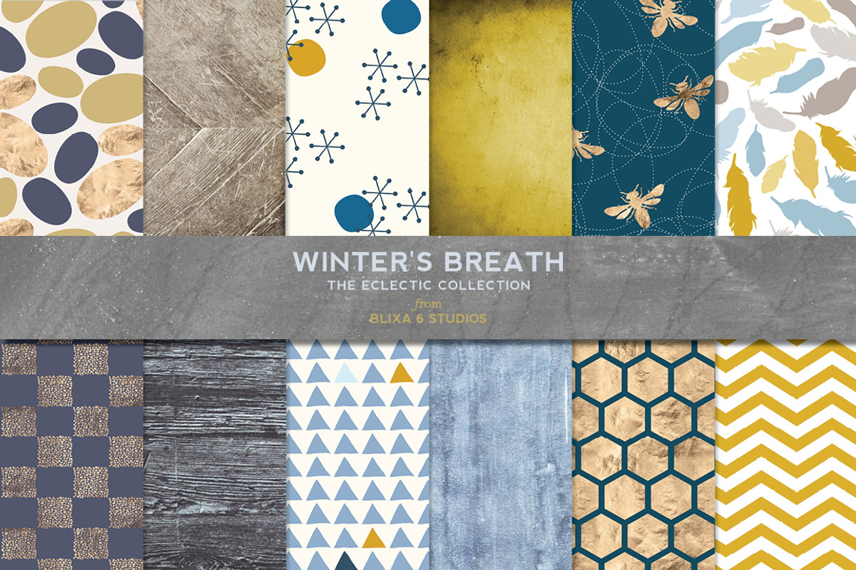 Textured Navy & Gold Holiday Set, a Pattern Graphic by Blixa 6 Studios (Photo 1 of 5)