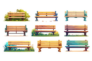 Park benches. Wooden bench, wood, an Illustration by Stock-Smart-Start