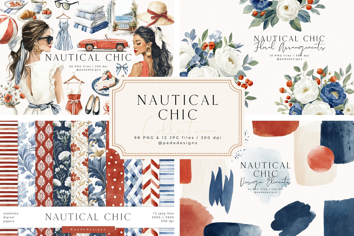 Nautical Chic Collection, a Decorative Illustration by PeDe Designs (Photo 1 of 29)