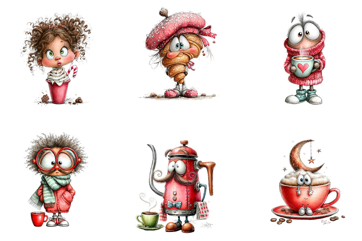 Coffee & Café Character PNG Bundle, a Seasonal Illustration by CreationArt (Photo 3 of 5)