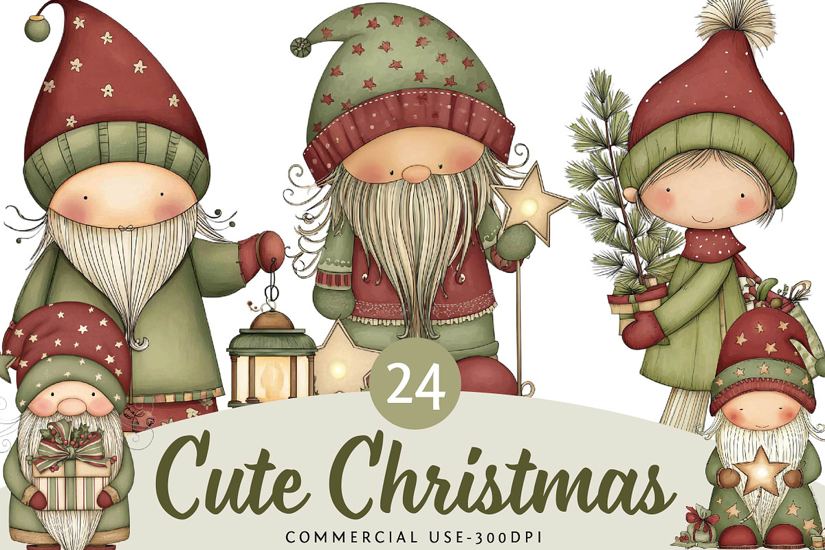 Christmas Gnome Clipart, an Illustration by DreamPrint404 (Photo 1 of 6)