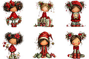 Whimsical Christmas Girl Clipart, an Illustration by CraftArtStudio (Thumbnail 3 of 6)
