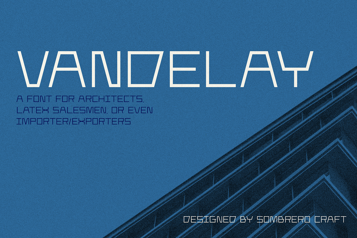 Vandelay - Geometric Display Font, a Font by Sombrero Craft (Photo 1 of 4)