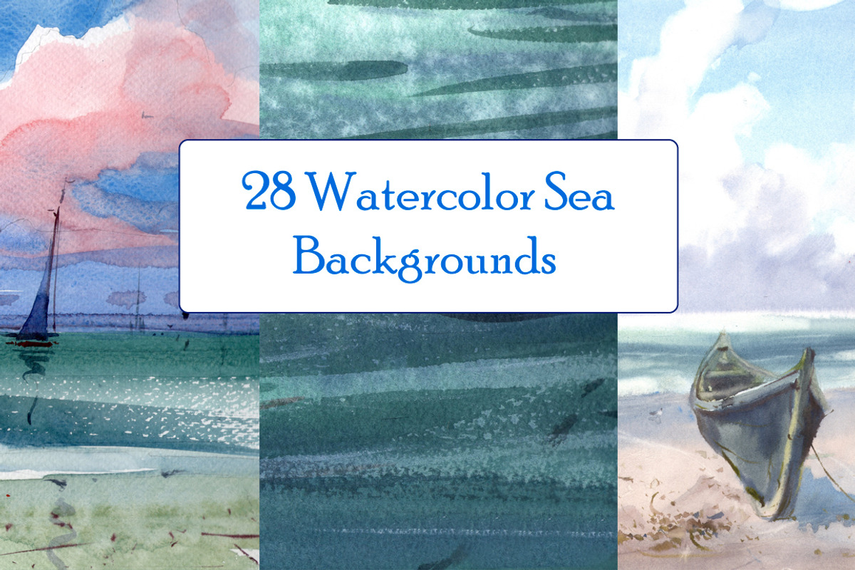 Watercolor Sea Backgrounds, a Texture Graphic by ivanushka-art (Photo 4 of 5)