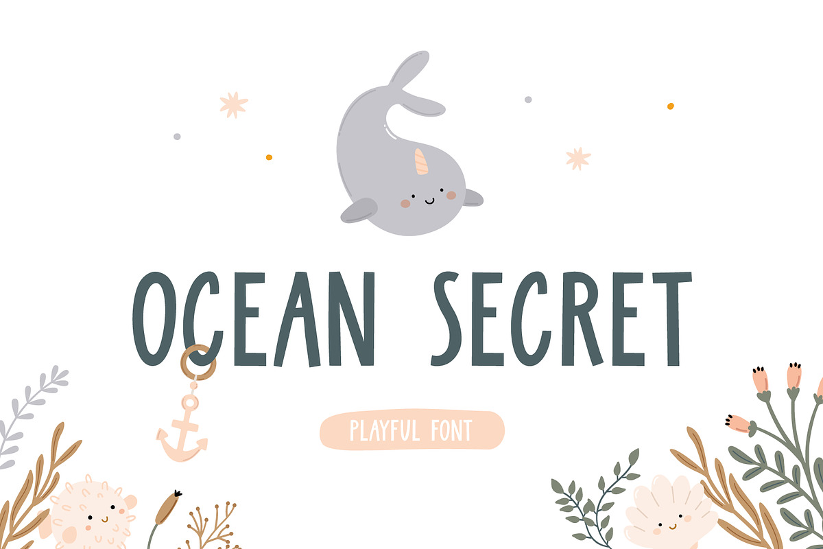 Ocean Secret | Playful font, a Sans Serif Font by JuliaVolkova (Photo 1 of 9)