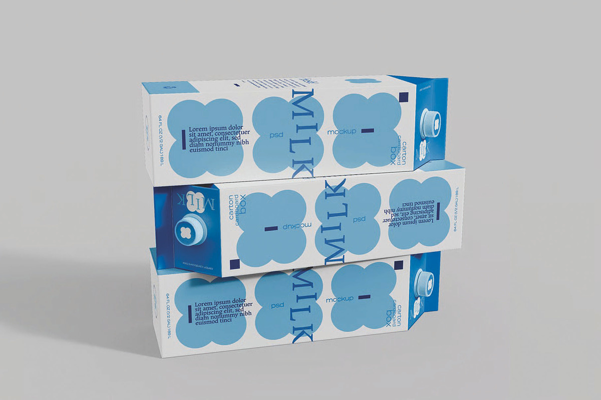 Milk Carton Boxes Mockup, a Packaging Mockup by skybluecreative (Photo 1 of 3)