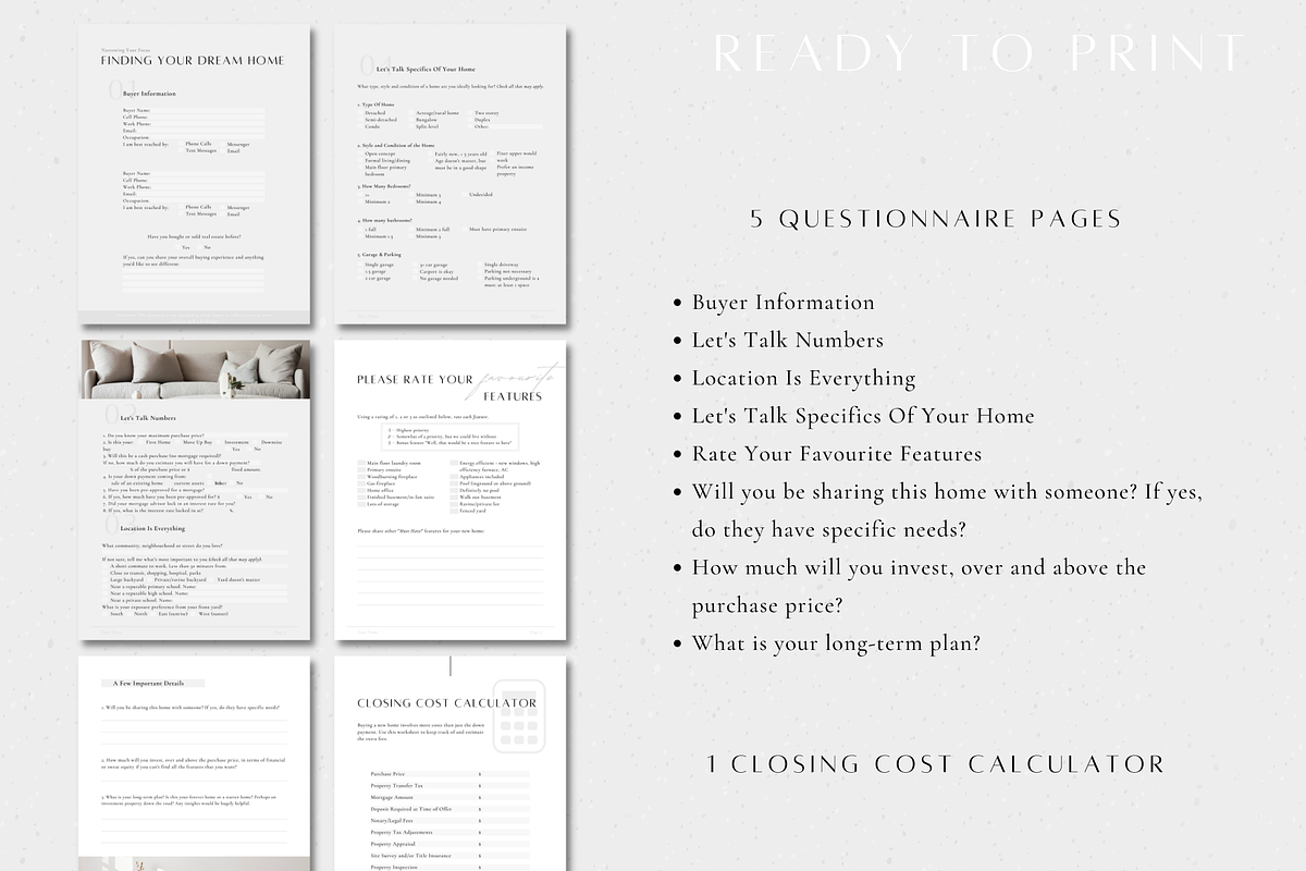 Dream Home Checklist, Questionnaire, a Brochure Template by ZoaniDesign (Photo 2 of 8)