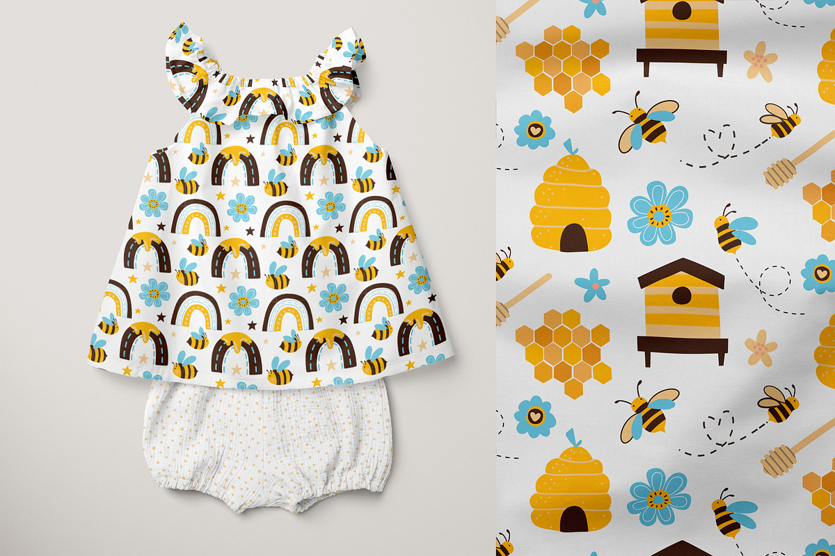 Bees, Honey Cartoon Vector Set, an Object Illustration by Elena Dorosh (Photo 11 of 14)