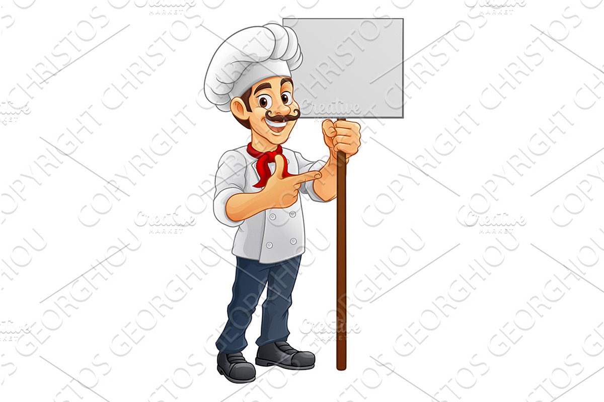 Chef Baker Cook Cartoon Mascot Man, a Person Illustration by Christos Georghiou