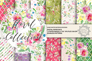 Floral collection digital paper pack