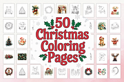 50 Christmas Coloring Pages Bundle, a Seasonal Illustration by Daffodil Dream Studio (Thumbnail 1 of 8)