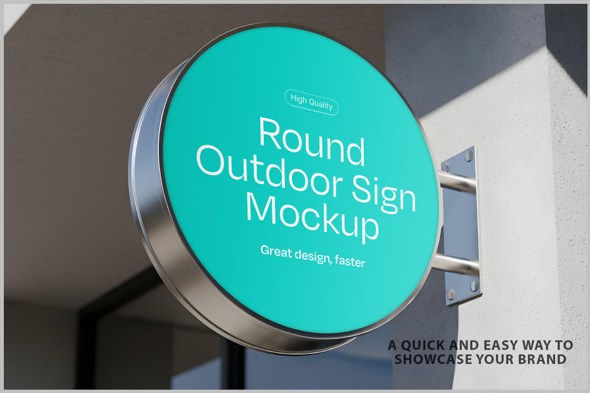 Round Store Sign Mockup PSD, a Product Mockup by Bruno's Shop (Photo 2 of 4)