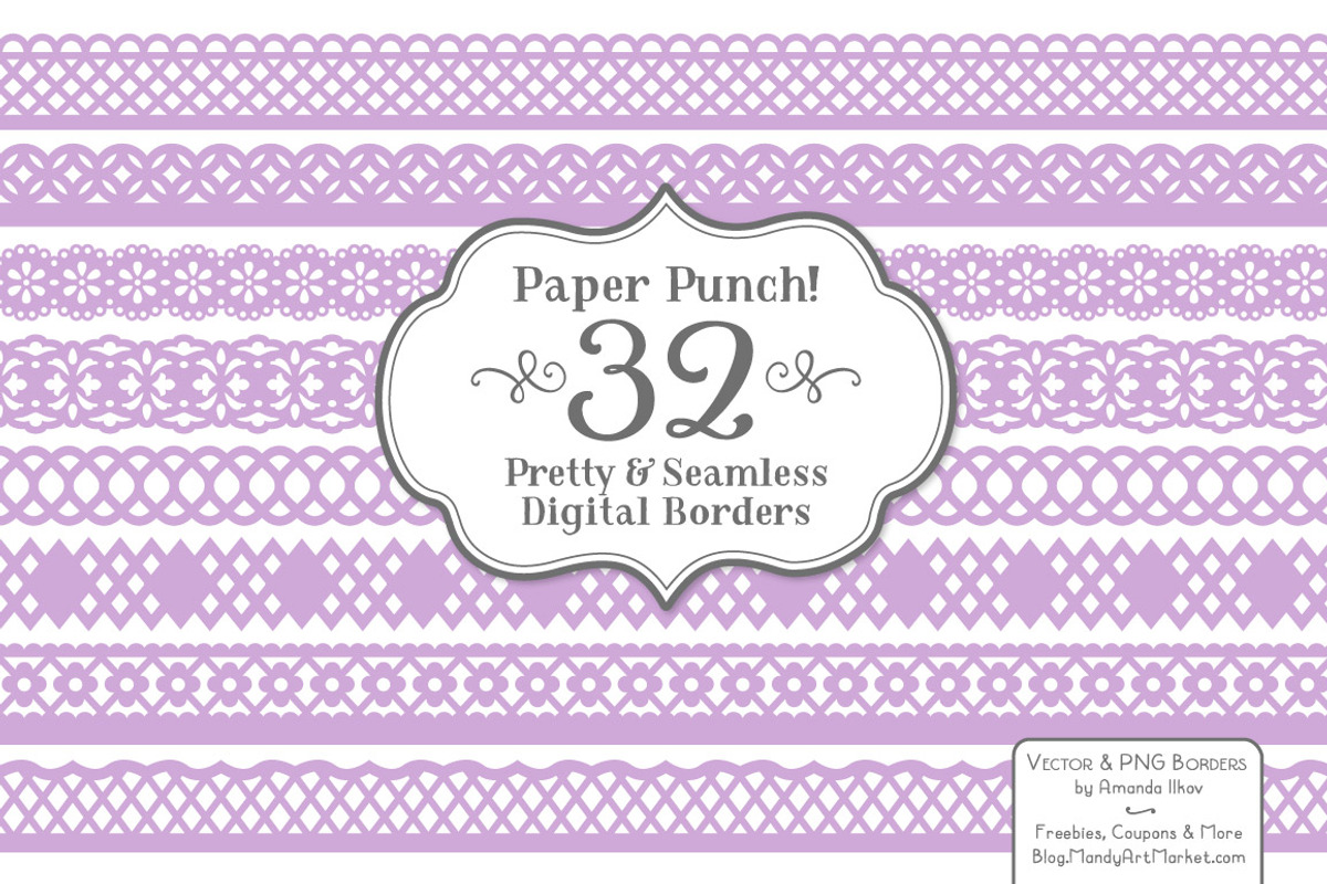 Lavender Lace Borders & Clipart, an Illustration by Amanda Ilkov (Photo 1 of 5)