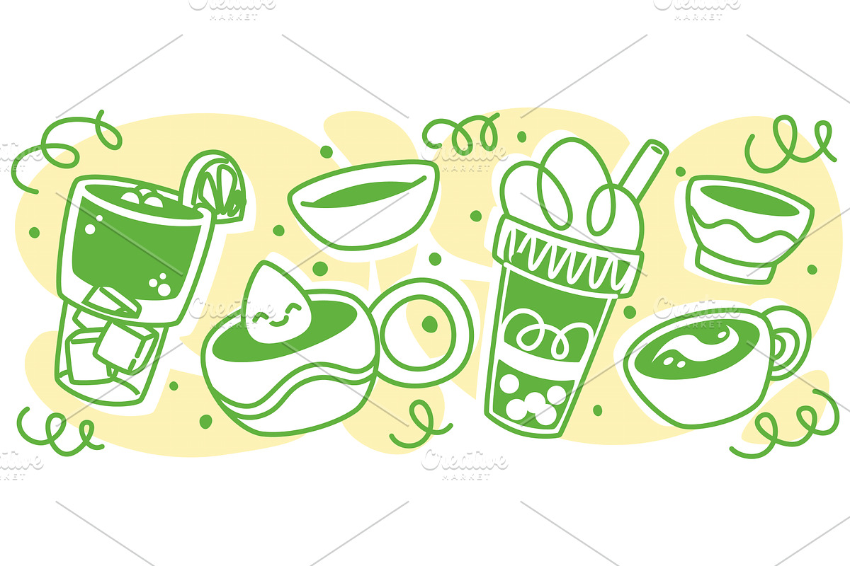 Matcha drinks illustration, a Food Illustration by art PVP - market