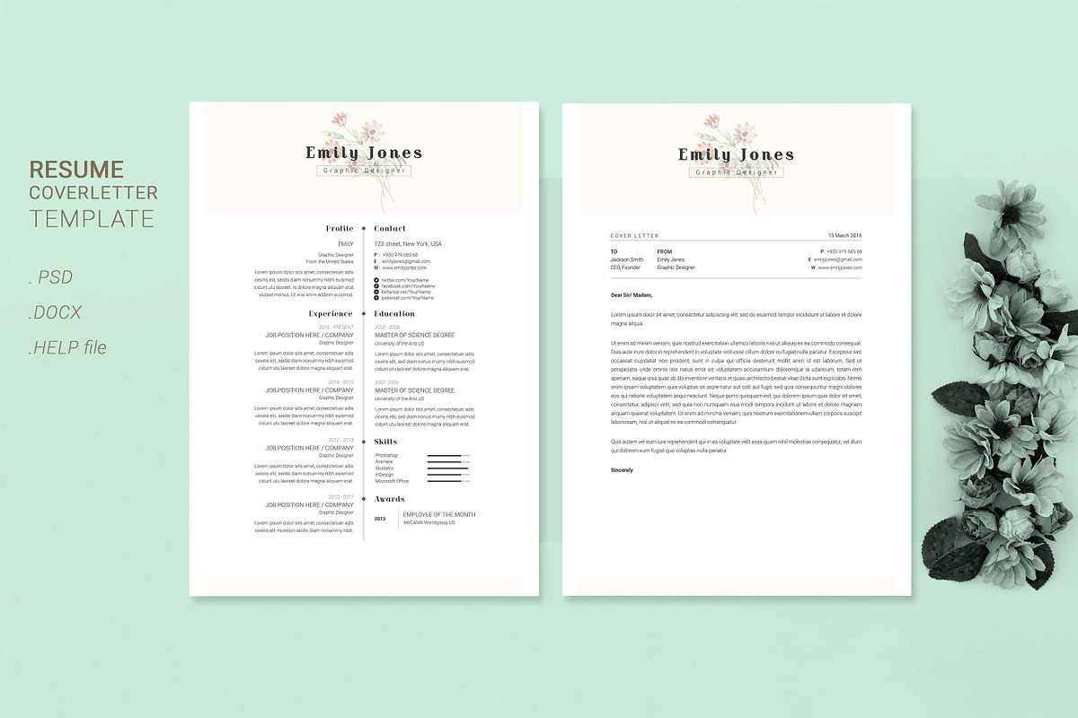 Water Color CV-Resume Tempalate *C, a Resume Template by Showy68 Template (Photo 1 of 3)