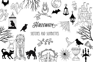 Halloween. Sketches and Silhouettes